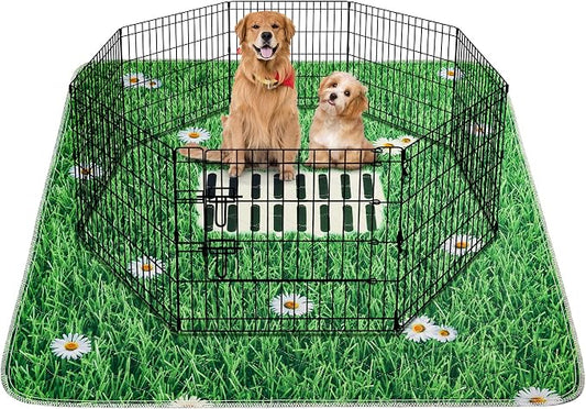 Aitmexcn Washable Pee Pads for Dogs, 2 Pack Super Absorbent Reusable Puppy Pads, Lawn Design Reusable Dog Pads for Potty Tranning, Whelping, Playpen, Crate, Bed - 31"x36" - Green