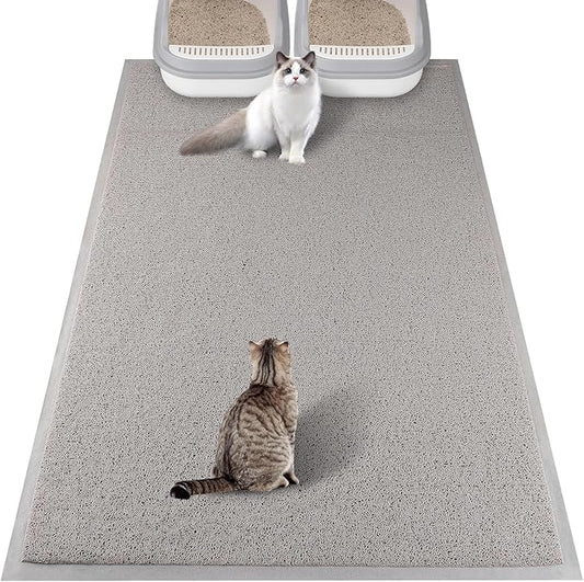 ondware Cat Litter Mat, 47x31.5 in Litters Box Mat Waterproof Non-Slip Easy to Clean Washable Trapping Mat for Kitty(Gray)