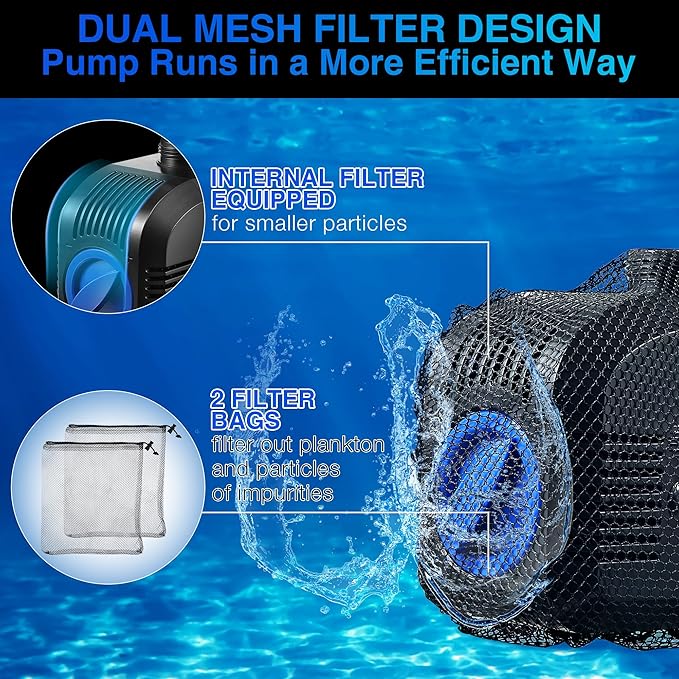 1600GPH Submersible Water Pump, 100W Electric Waterfall Water Fountain Pump, Pond Pump Kit for Garden Pool Fish Aquarium Tank