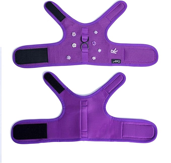 Cat Harness and Leash for Walking Escape Proof Breathable Mesh Fabric, Purple, Large, Adjustable Cat Walking Jackets with DIY Beads, Padded Stylish Cat Vest