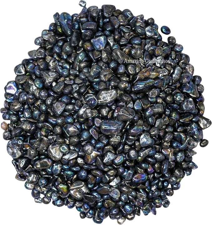 Amazing Gemstone Titanium Aura Quartz Crystal Chips Aquarium Gravel Rocks - Bulk Fish Tank Gravel, Small Tumbled Stone Chips and Tiny Crystals for Decoration (Natural AAA Grade)