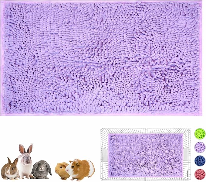 Guinea Pig Cage Liner Bedding 47x24, Washable Guinea Pig Bed Mat, Extra Absorbent Rabbit Pee Pad Reusable, Non-Slip Fleece Blanket for Bunny and Small Animal Cage Accessories (Purple, 47"x24")