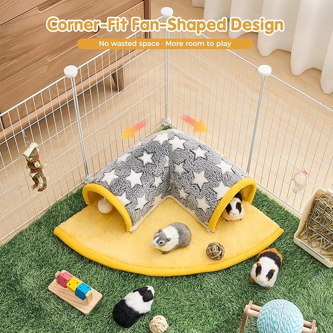 Avont Guinea Pig Hideout Tunnel Bed, Large Washable Hideaway House with Play Tunnel for Small Animals, Chinchillas Hamsters Chipmunks Dwarf Rabbits Rats -Star