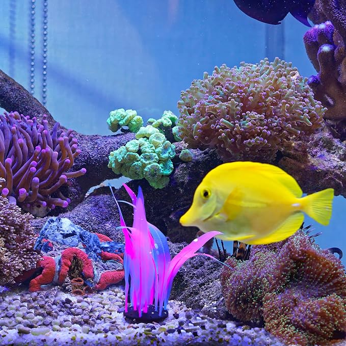 Aquarium Glowing Kelp Plant, Soft Silicone Glowing Decorations Pink