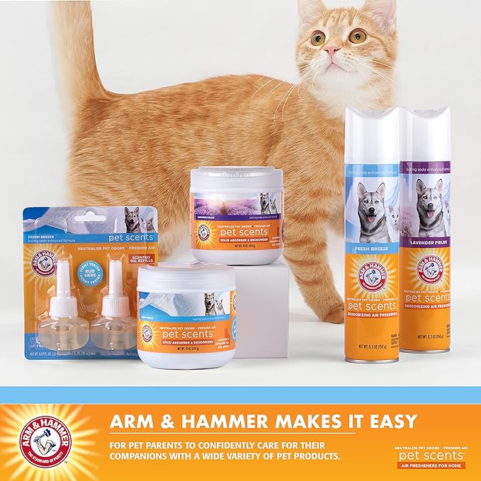 Arm & Hammer Pet Scents Gel Odor Eliminator,Solid Baking Soda Deodorizer for Pet Areas,Homes,Litter Boxes,and Rooms,Long-Lasting Odor Control,Fresh Breeze Scent,15 Oz,(Pack of 12)
