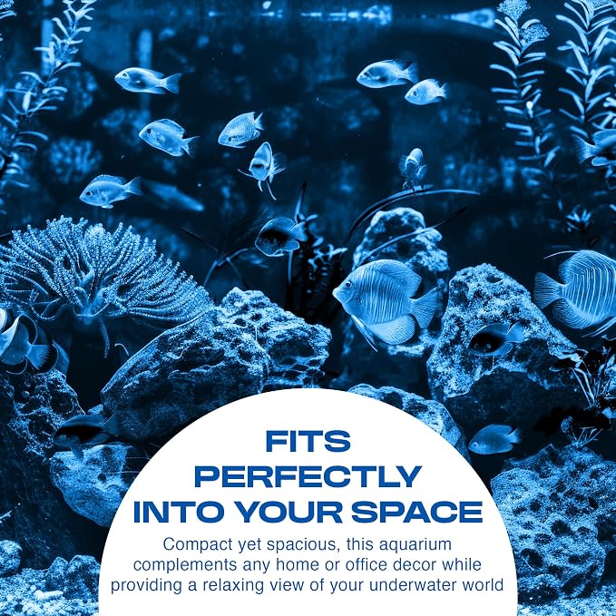 PENN-PLAX Water-World Radius Desktop Nano Aquarium Kit – Come with LED Light, Internal Filter, and Mat – Perfect for Shrimp and Small Fish – 5 Gallon Tank