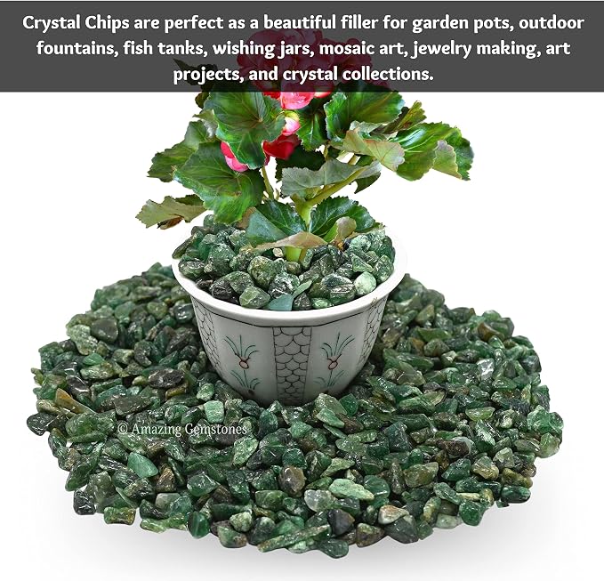 Green Aventurine Crystal Chips Aquarium Gravel Rocks - Green Aventurine Chips Bulk Fish Tank Gravel, Small Tumbled Stone Chips and Tiny Crystals for Decoration (Natural AAA Grade Gemstones)
