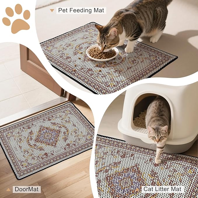 Cat Litter Mat 26.8"x46.5" Double Layer Waterproof Litter Box Mat Washable Litter Trapping Mat