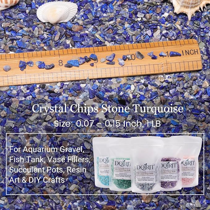 1LB Crystal Chips Stone Lapis Lazul 3-5mm Mini Decorative Rock | Crushed Crystal Quartz Bulk,Irregular Polished Rocks for Fish Tank,Vases Filler,Succulent Plants Decor,Aquarium Gravel Rocks