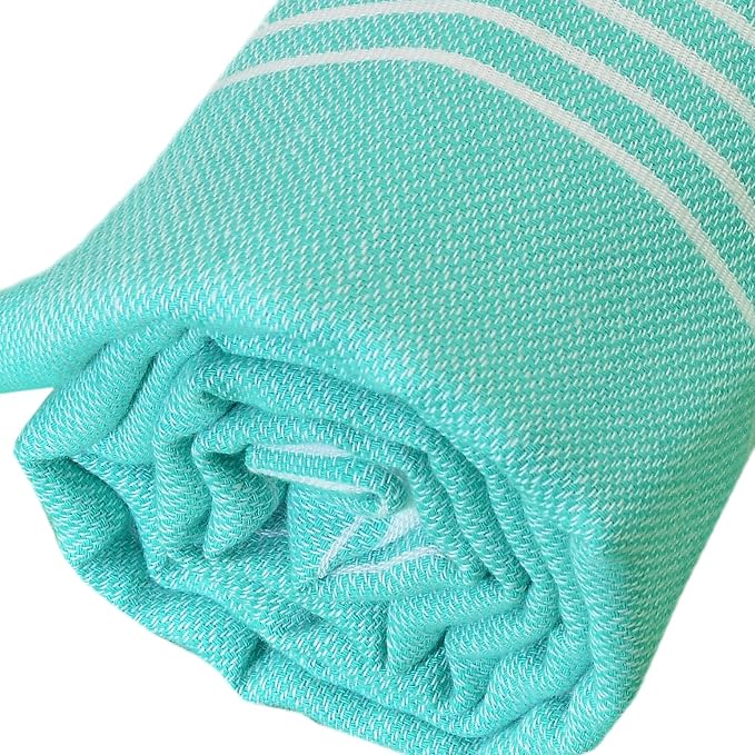 Bersuse Towels Anatolia XL Beach Blanket Throw Blanket Turkish Towel 100% Cotton Extra-Large Quick-Dry Lightweight Premium Peshtemal Towel - 61x82 Inches, Mint Green