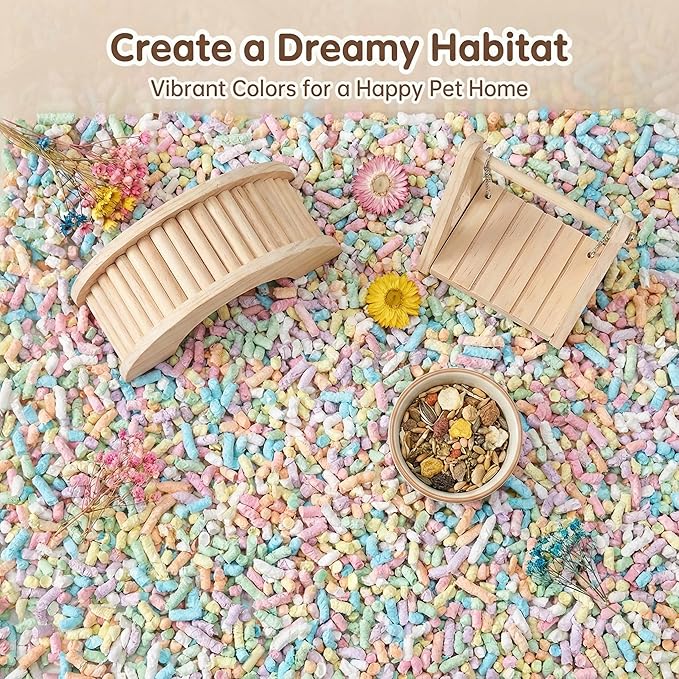Rabbit Bedding Guinea Pig Bedding : Odor Control & Moisture Absorbent Natural Paper Pellet Bedding - for Small Animal Guinea Pigs, Rabbits,Hamsters (Colourful, 2.2 lb)