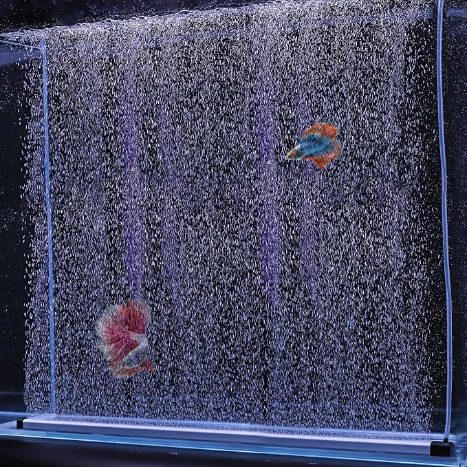 hygger Aquarium Bubble Strip, Nano Air Bubble Curtain Wall Aquarium, Quiet High Dissolved Oxygen Diffuser Fish Tank Bubbler Decorations Self-Sinking for Freshwater Saltwater (27.5 Inch)
