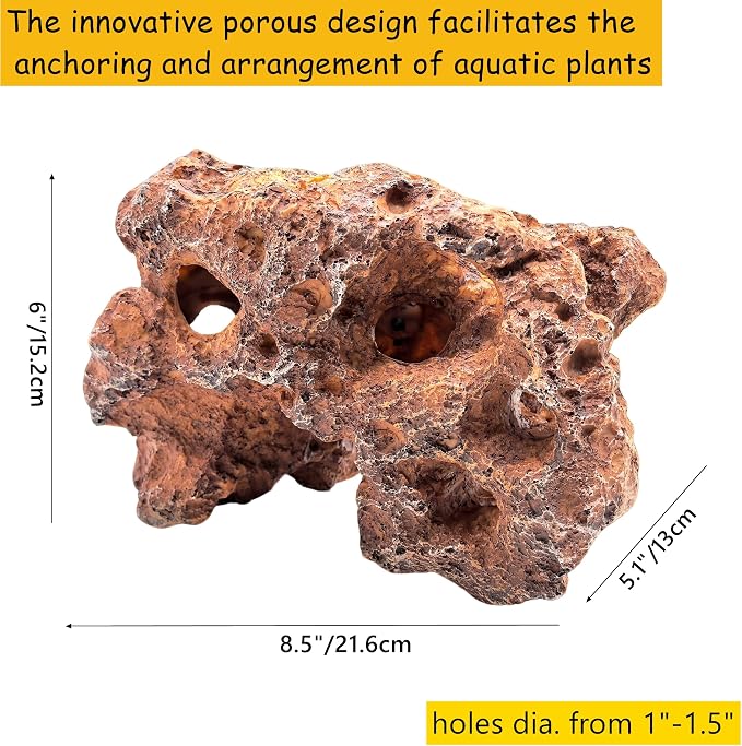 M2cbridge Large Aquarium Resin Holey Rock Hideout Mountain Hideaway Cave A | harmless resin,innovative porous design,multiple entry and exit points