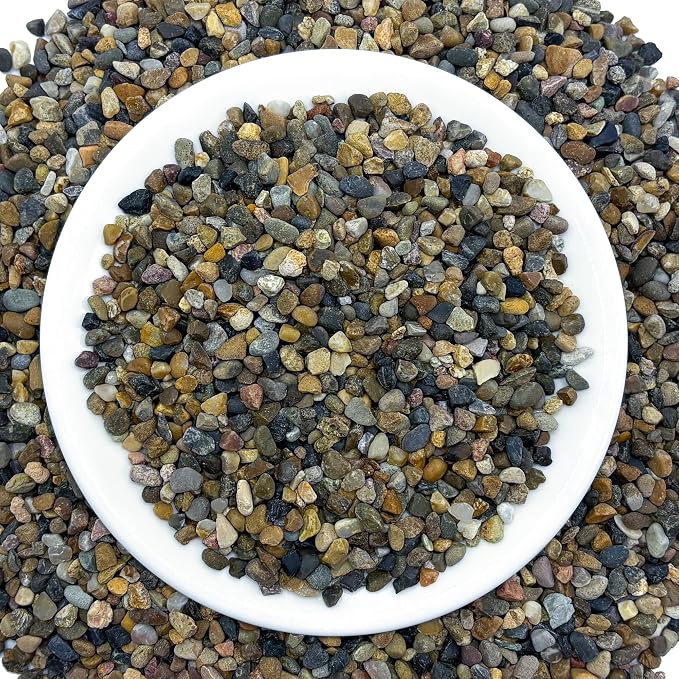 SIDONG 20LB Natural Aquarium Gravel, Small River Rocks for Fish Tank, Garden & Vase Decor - 1/16 Inch Pea Gravel, 2-4mm Polished Stones for Landscaping, Potted Plants, Terrarium