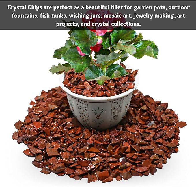 Red Jasper Crystal Chips and Rocks - Aquarium Gravel, Small Tumbled Stones and Tiny Crystals for Decoration (Natural AAA Grade Gemstones)
