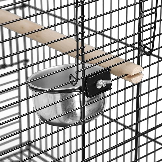 63.5" Rolling Bird Cage Open Top Large Iron Cage for Quaker Parrot Cockatiel Sun Parakeet Green-Cheek Conure with Rolling Stand & Storage Shelf