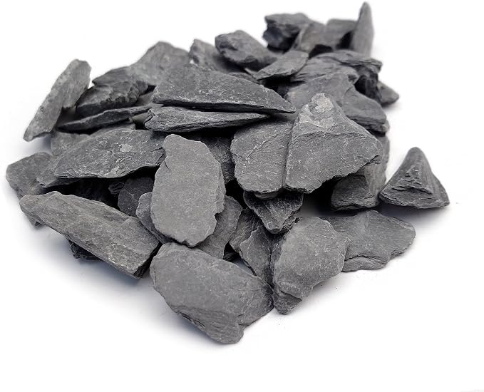 Natural Slate Stone -1/2 to 1 inch. Perfect Size for Miniature or Fairy Gardens, Aquariums, Reptiles, Terrariums, Model Railroads, Dioramas & Wargaming (2lbs Grey)