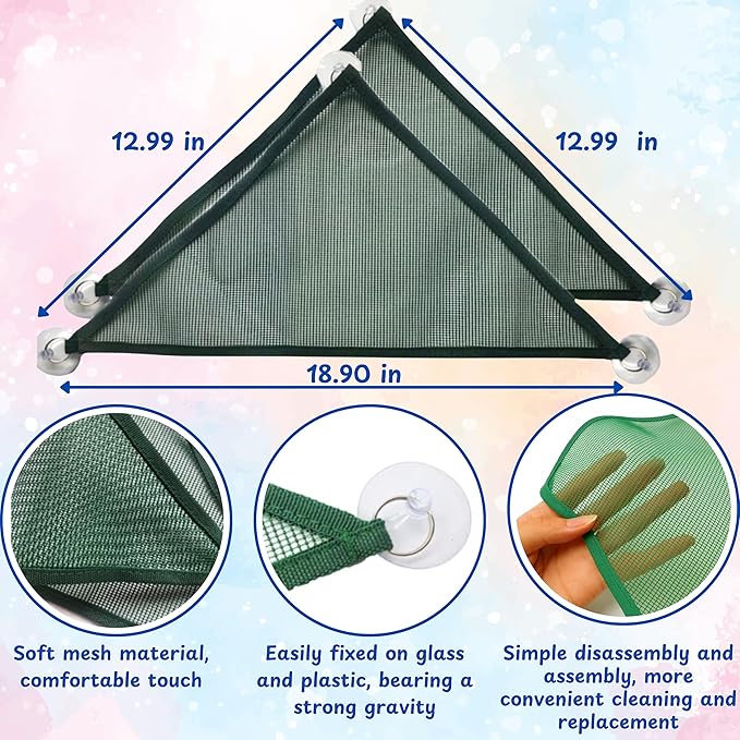 Bearded Dragon Reptile Hammock Enrichment Cage Accessories, Bearded Dragon Feeder Ball and Breathable Mesh Hammock, Lizard Hammocks Lounger Bed Rest and Feed Toy, Reptile Tank Accessories (Red)