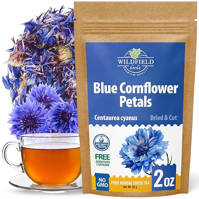 2 oz. Dried Blue Cornflower Flower Blossom (Centaurea Cyanus) - 56g Blue Corn Flower Herb Tea Petals Bulk Herbal Tea
