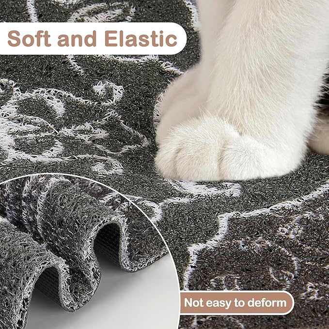 Glittme Cat Litter Mat with Non-Slip Bottom Litter Box Mat 33"X22" Litter Trapping Mat Easy to Clean Washable Cat Food Mat for Kitty,L
