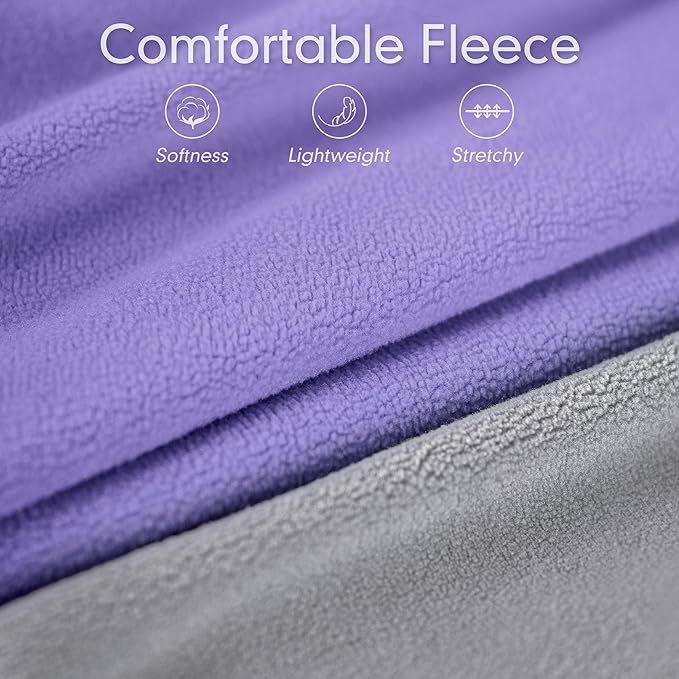 cyeollo 2 Pack Fleece Dog Sweater Pullover Dog Sweatshirt Reflective Lightweight Clothes for Small Dogs Girl Pet Apparel, Purple & Grey XL