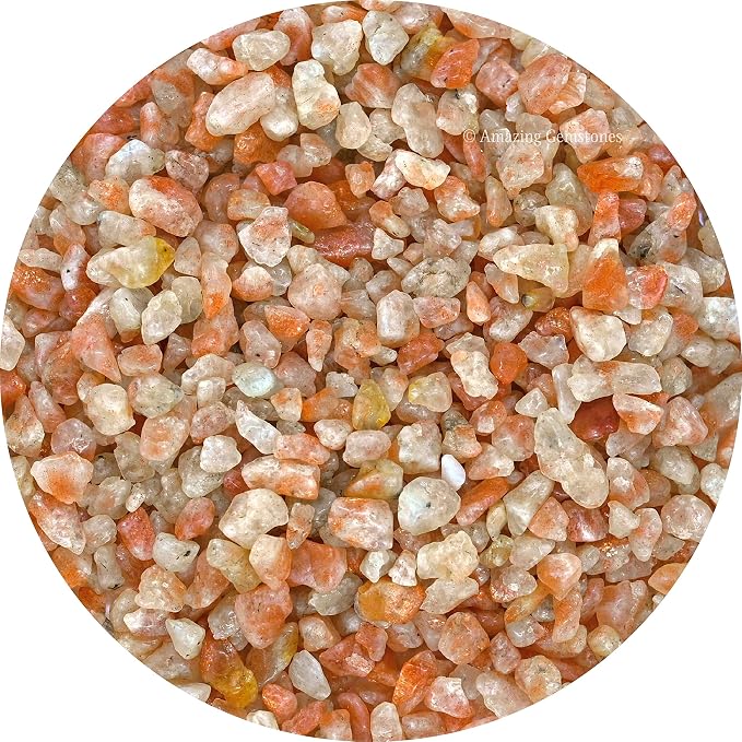 Amazing Gemstone Sunstone Crystal Chips Aquarium Gravel - Sunstone Chips Bulk Fish Tank Gravel, Small Tumbled Stones and Tiny Crystals for Decoration (Natural AAA Grade Gemstones)