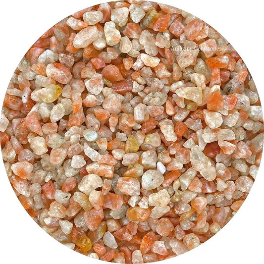 Amazing Gemstone Sunstone Crystal Chips Aquarium Gravel - Sunstone Chips Bulk Fish Tank Gravel, Small Tumbled Stones and Tiny Crystals for Decoration (Natural AAA Grade Gemstones)