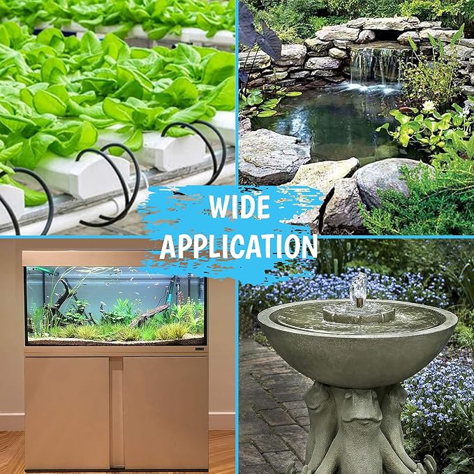 550GPH Submersible Pump 30W - Ultra Quiet Fountain Water Pump, 2000L/hr, 7.2ft High Lift, 3 Nozzles - Submersible Water Pump for Aquarium, Fish Tank, Pond, Hydroponics, Statuary (Compact 550GPH)