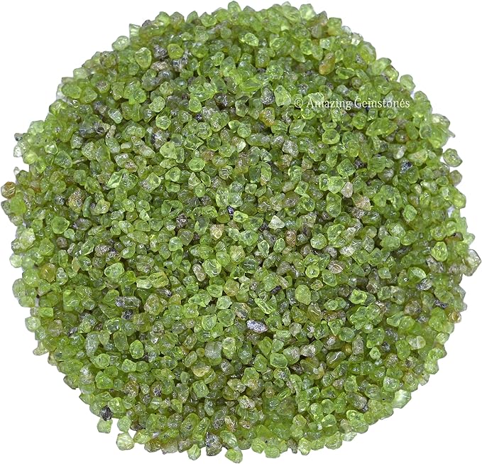 Amazing Gemstone Peridot Crystal Chips & Tiny Crystals - Aquarium Gravel Rocks for Fish Tank Decoration (Natural AAA Grade Gemstones)