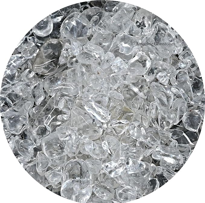 Amazing Gemstone Clear Quartz Crystal Chips and Rocks - Aquarium Gravel Bulk, Small Tumbled Stones and Tiny Crystals for Fish Tank Decoration (Natural AAA Grade Gemstones)