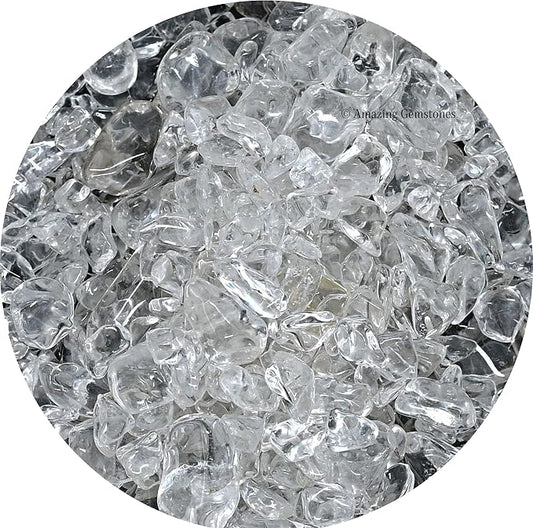 Amazing Gemstone Clear Quartz Crystal Chips and Rocks - Aquarium Gravel Bulk, Small Tumbled Stones and Tiny Crystals for Fish Tank Decoration (Natural AAA Grade Gemstones)