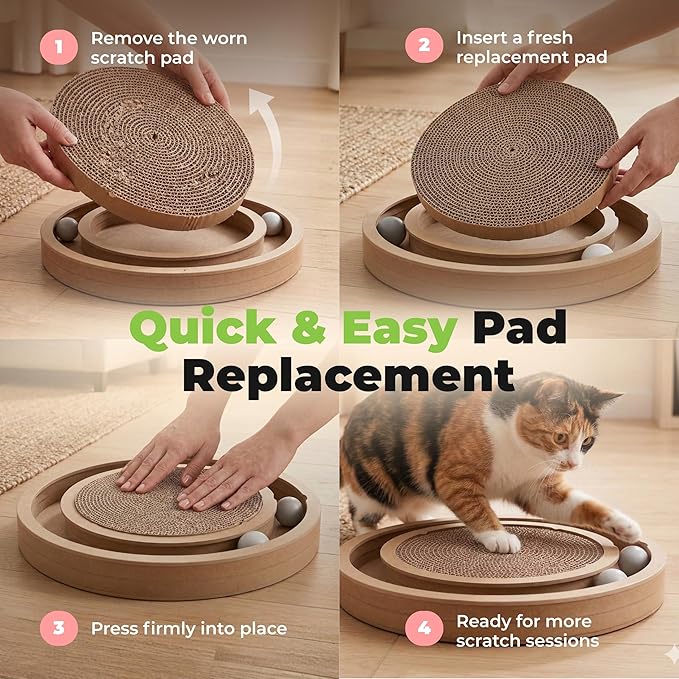 Best Pet Supplies Catify Cat Scratcher, Fun Interactive Scratchers, Posts, Poles, Claw Safe, Furniture Saver Indoor Play Support Natural Cat Behaviors Heavy Duty - 5 Pack Round, 10 x 10"