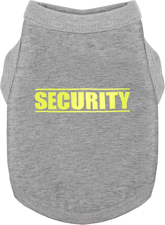 Discover Cozy Cotton Canine Wear: Soft, Lightweight, and Breathable Dog Shirt Vest with Eye-Catching Graphics(Security), Keeping Your Furry Friend Warm and Comfy! Grey XL
