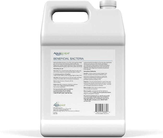 Aquascape Beneficial Bacteria Liquid Water Treatment for Ponds and Water Gardens (1 Gal / 3.78 L)