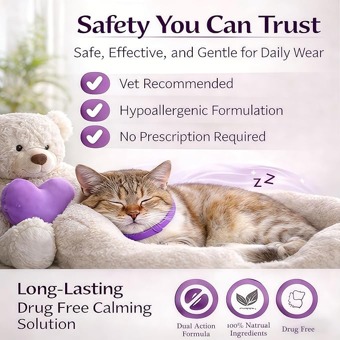 Calming Collar for Cats, Pheromone Infused for Anxiety Relief & Stress, Adjustable & Waterproof, 4 Pack(Blue)