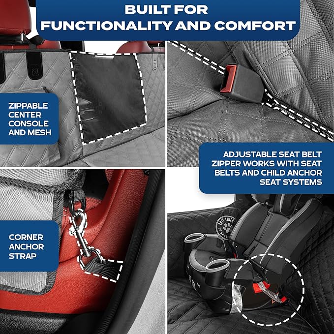 Ruff Liners XL Back Seat Extender for Dogs, Gray – As Seen on Shark Tank – Flat Bridge Platform for Full-Size Trucks, Stable Base, 400lb Support, Waterproof – Rigid Back Seat Cover for Dogs