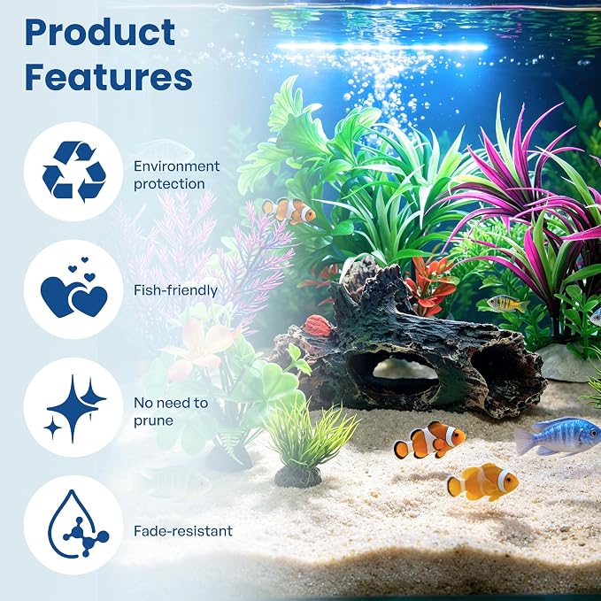 Fish Tank Decorations Artificial Small Resin Hideout Cave Plants | Resin hideout cave for fish tank decor, 6pcs aquarium decoration with lifelike plants, reduce stress for small tropical fish