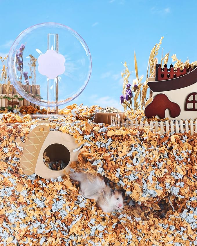 BUCATSTATE Hamster Bedding 70L, Truly 99% Dust-Free Small Animal Paper Bedding Odor Control, Cozy Hamster Litter for Rabbit Rat Syrian Dwarf Hamsters Gerbils (Wildflower)