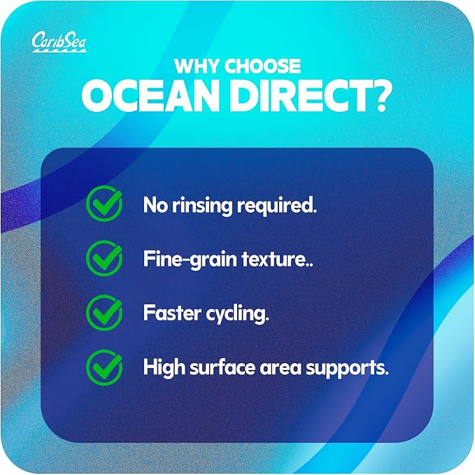 CaribSea Ocean Direct Natural Live Sand – 20 lb – Natural Aragonite Sand for Saltwater Aquariums – Sea Breathe Technology – Short Setup Time