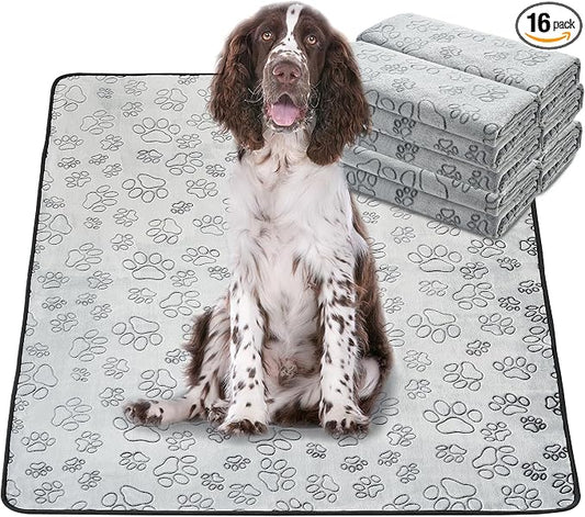 Qeils Reusable Puppy Pads, 16 Pack Washable Pee Pads for Dogs, Non Slip Wee Wee pad, Absorbent and Leakproof Training Mats for Potty, Crate, Playpen, Bed, Sofa, 48"x 30"