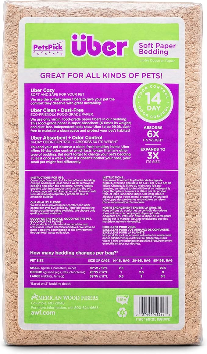 PETSPICK Uber Soft Paper Pet Bedding for Small Animals, Natural, 28L