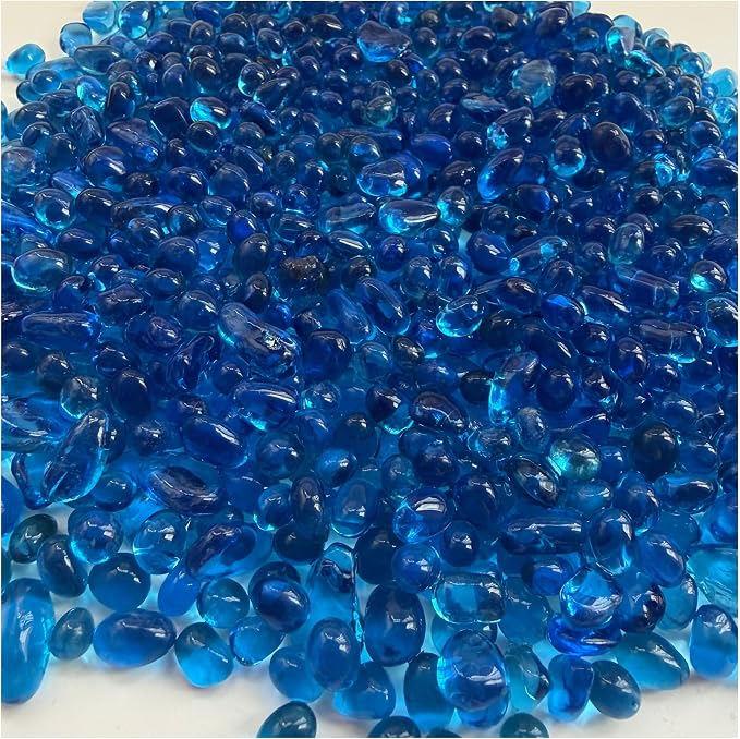 OEEKOI Sea Glass Stones, 1LB Clear Glass Pebbles Marble Aquarium Fish Tank Rocks Gravel for Turtle Tank, Vase Fillers, DIY Crafts, and Home Decor-Colorful