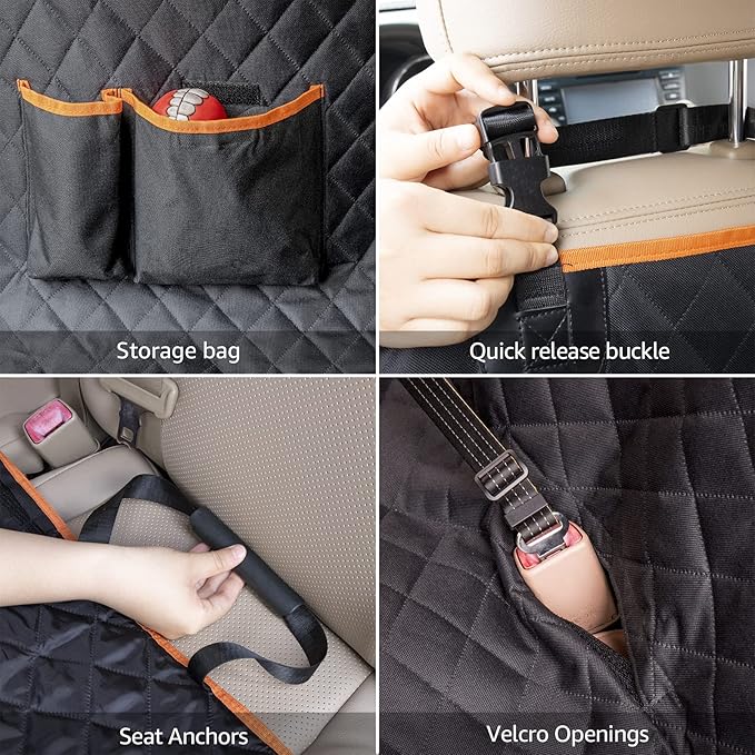 iBuddy Dog Car Seat Covers 100% Waterproof, Dog Seat Cover with Side Flaps from Scratching, Pet Seat Cover for Back Seat of Car/SUV/Truck Machine Washable… (Truck)