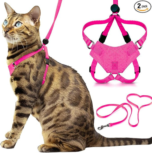 Houdini™ Escape Proof Kitten Harness and Leash Set by OutdoorBengal – Extra Small – Comfy, Adjustable and Lightweight - Houdini Cat Harness Escape Proof for Small Cats + Cat Leash 6ft (Pink, XS)