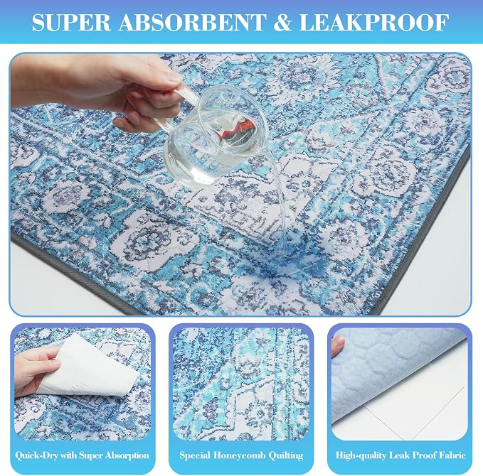 Thicken Washable Pee Pads for Dogs, Waterproof Reusable Pee Pads for Dogs，54"x72" Super Absorbent Leakproof Dog Pads, Non-Slip Potty Pads for Floor, Crate, Couch, Whelping Pads Pet Supplies