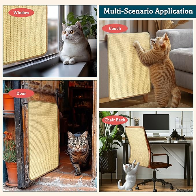 PatiencET Bundle of Pet Grooming Hammock for Cats & Dogs and Cat Scratching Mat, Natural Sisal Cat Scratcher Mat