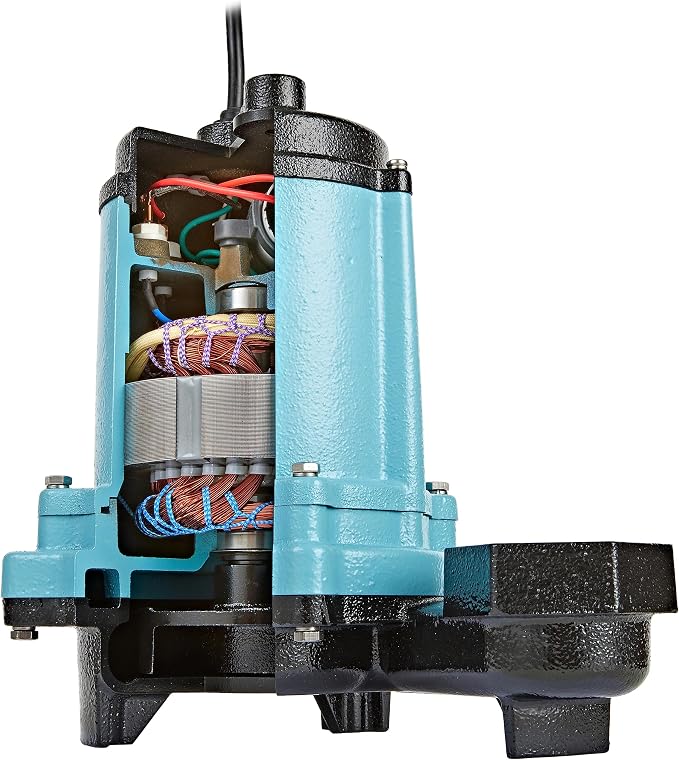 Little Giant 12E-CIM 115 Volt, 1/2 HP, 3000 GPH Cast Iron Manual Submersible Effluent Pump with 20-Ft. Cord, Blue, 512001