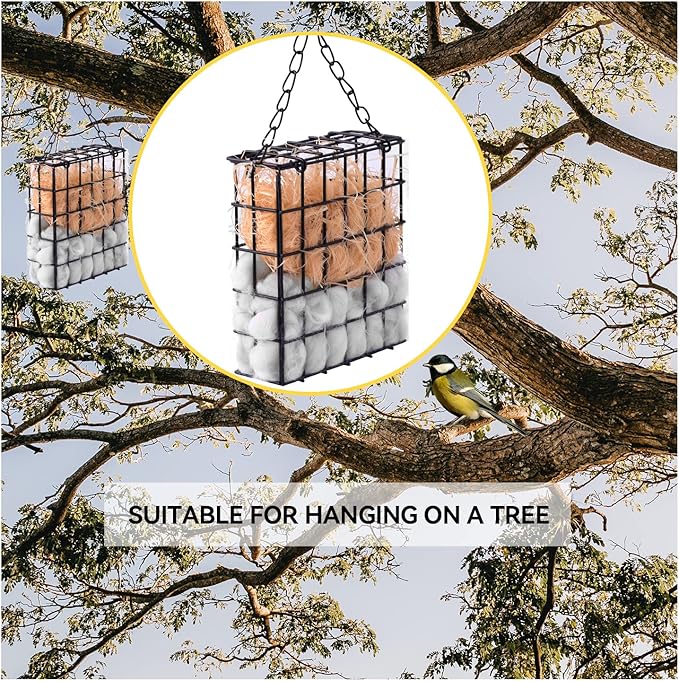 Bird Nesting Material Set Globe Humming Bird Nesters Hanging Bird House for Outdoor Wild Bird Nesting Station Cozy Resting Place, black (z33)