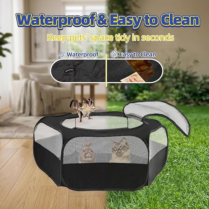 Small Animal Playpen with Mesh Cover & Waterproof Bottom Cat Tent Chicken Brooder Rabbit Guinea Pig Cage Playpen for Small Animals Indoor Outdoor Use