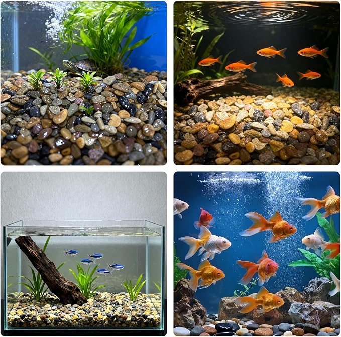 5LB Natural Aquarium Gravel, Small River Rocks for Fish Tank, Garden & Vase Decor - 1/4 Inch Pea Gravel, 4-8mm Polished Stones for Landscaping, Potted Plants, Terrarium